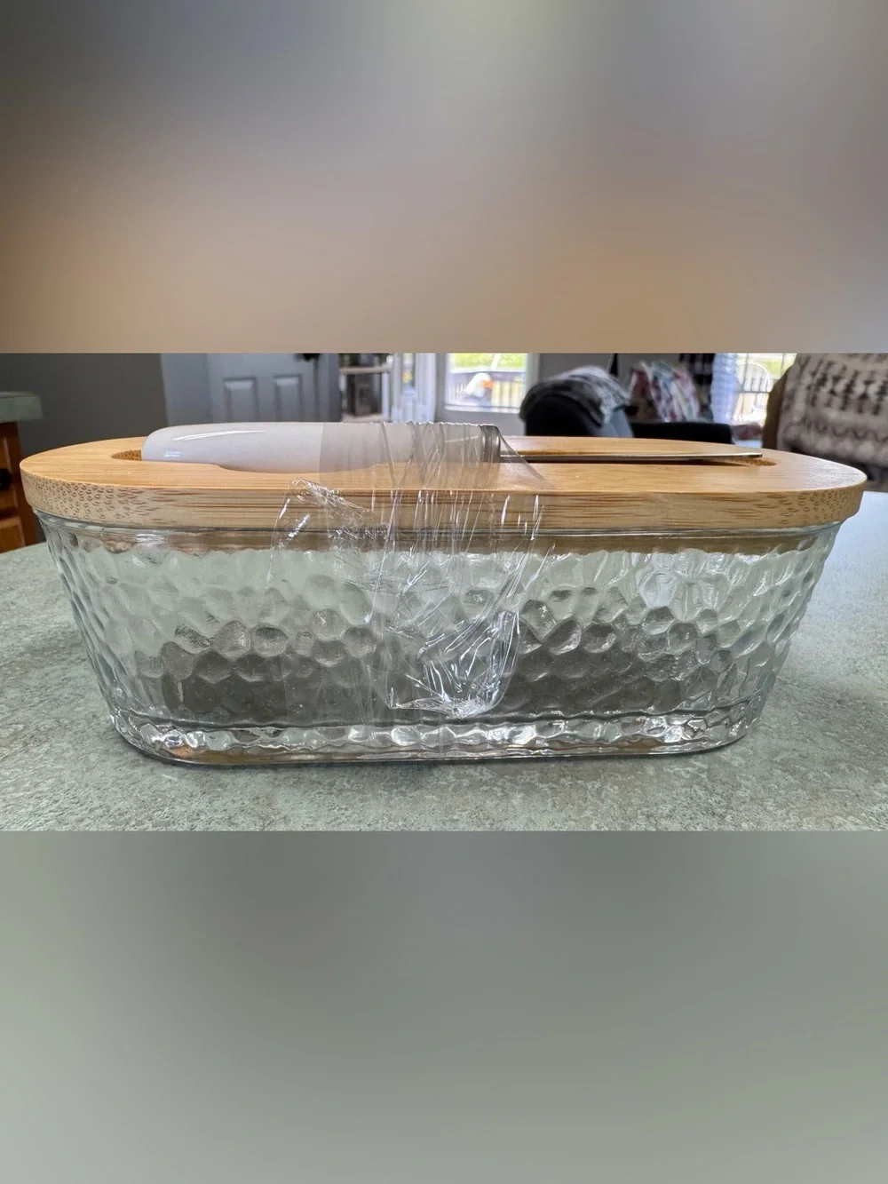 Amazon Bamboo-Lidded Glass Butter Dish with Ceramic Stainless Spreader